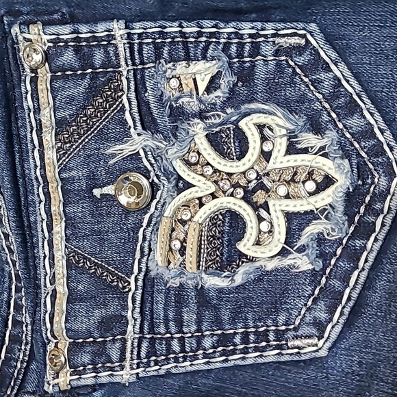 ROCK REVIVAL BORIS EASY-FIT CROP METALLIC EMBROIDERED RHINESTONES DENIM … - Picture 15 of 16